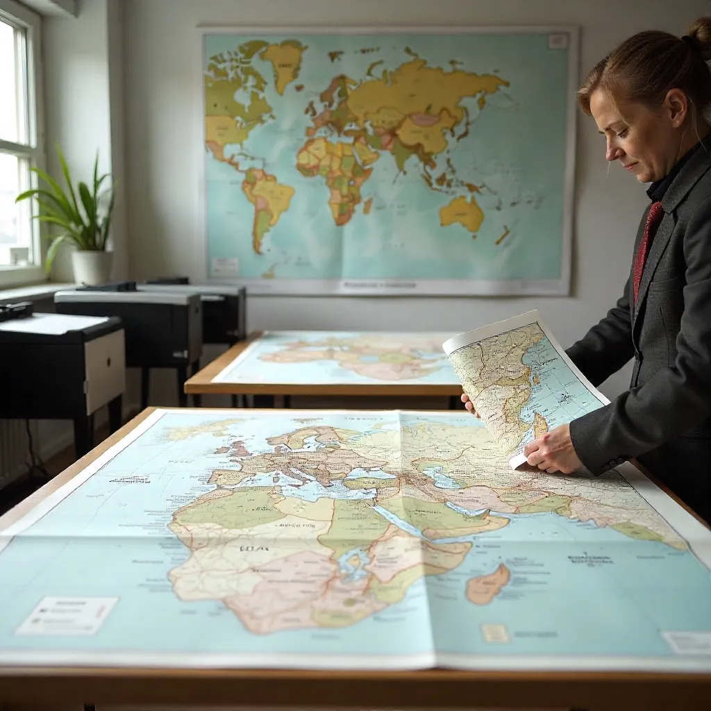 Mapa decorativo con rutas destacadas